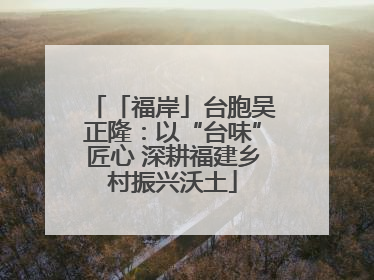 「福岸」台胞吴正隆：以“台味”匠心 深耕福建乡村振兴沃土
