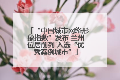 “中国城市网络形象指数”发布 兰州位居前列 入选“优秀案例城市”