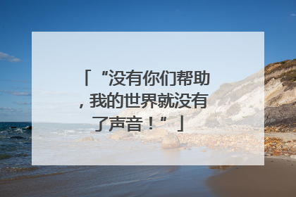 “没有你们帮助，我的世界就没有了声音！”