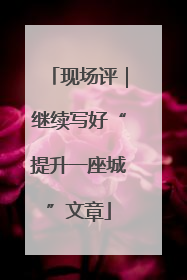 现场评｜继续写好“提升一座城”文章