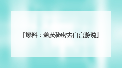 爆料：盖茨秘密去白宫游说