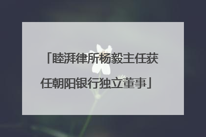 睦湃律所杨毅主任获任朝阳银行独立董事