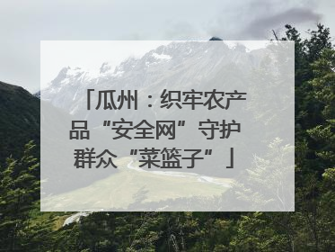 瓜州：织牢农产品“安全网”守护群众“菜篮子”