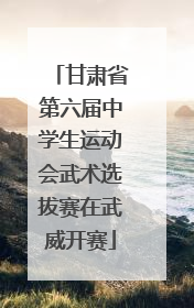 甘肃省第六届中学生运动会武术选拔赛在武威开赛