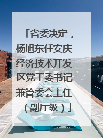 省委决定，杨旭东任安庆经济技术开发区党工委书记兼管委会主任（副厅级）