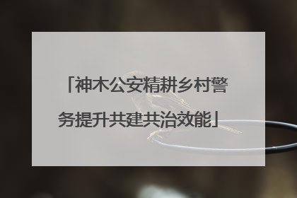 神木公安精耕乡村警务提升共建共治效能
