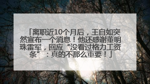 离职近10个月后，王自如突然宣布一个消息！他还感谢董明珠雷军，回应“没看过格力工资条”：真的不那么重要！