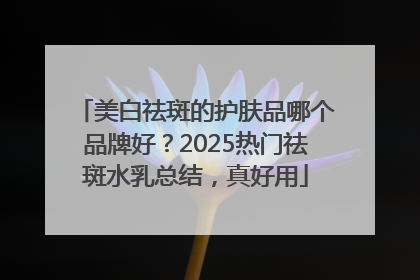 美白祛斑的护肤品哪个品牌好？2025热门祛斑水乳总结，真好用