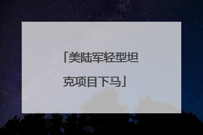 美陆军轻型坦克项目下马
