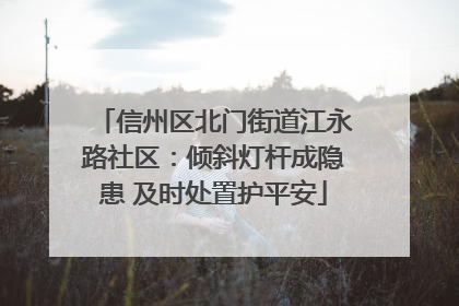 信州区北门街道江永路社区：倾斜灯杆成隐患 及时处置护平安