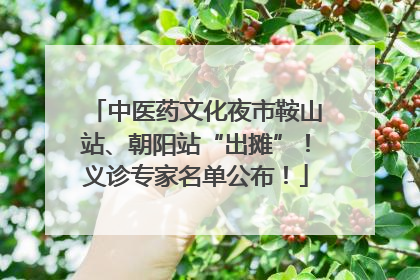 中医药文化夜市鞍山站、朝阳站“出摊”！义诊专家名单公布！