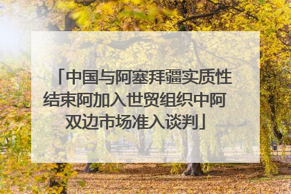 中国与阿塞拜疆实质性结束阿加入世贸组织中阿双边市场准入谈判