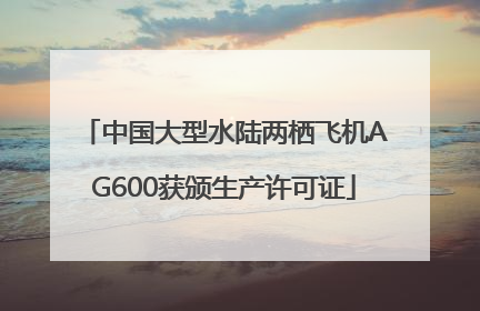 中国大型水陆两栖飞机AG600获颁生产许可证