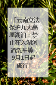 云南立法保护九大高原湖泊：禁止在入湖河道洗车等，9月1日起施行