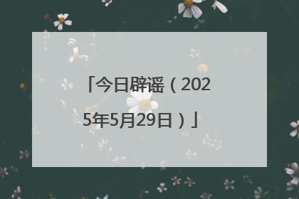 今日辟谣（2025年5月29日）
