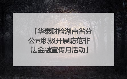 华泰财险湖南省分公司积极开展防范非法金融宣传月活动