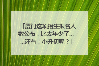 厦门这项招生报名人数公布，比去年少了……还有，小升初呢？