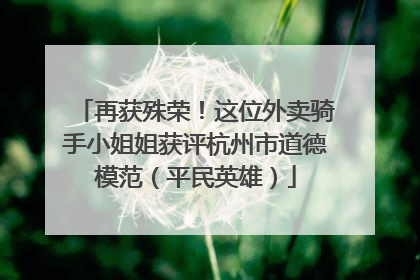 再获殊荣！这位外卖骑手小姐姐获评杭州市道德模范（平民英雄）