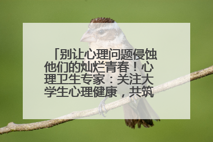 别让心理问题侵蚀他们的灿烂青春！心理卫生专家：关注大学生心理健康，共筑青春心灵防线