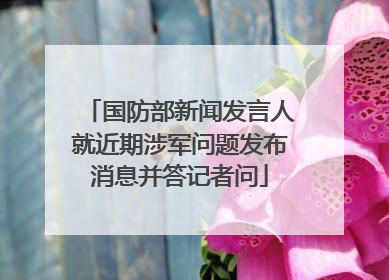 国防部新闻发言人就近期涉军问题发布消息并答记者问