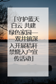 守护蓝天白云 共建绿色家园——双井镇深入开展秸秆禁烧入户宣传活动