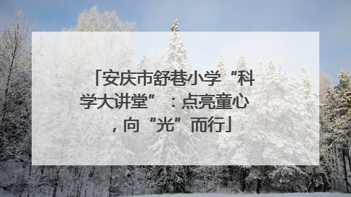 安庆市舒巷小学“科学大讲堂”：点亮童心，向“光”而行