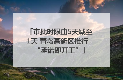 审批时限由5天减至1天 青岛高新区推行“承诺即开工”