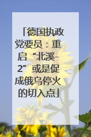 德国执政党要员：重启“北溪-2”或是促成俄乌停火的切入点