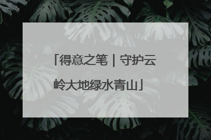 得意之笔｜守护云岭大地绿水青山