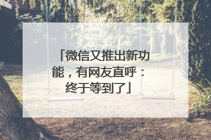 微信又推出新功能，有网友直呼：终于等到了