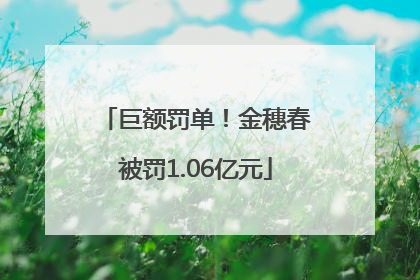 巨额罚单！金穗春被罚1.06亿元