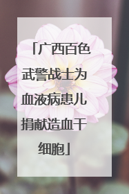 广西百色武警战士为血液病患儿捐献造血干细胞