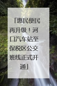 惠民便民再升级！河口汽车站至保税区公交班线正式开通