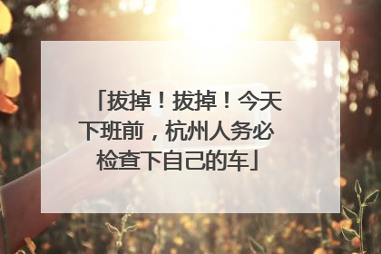 拔掉！拔掉！今天下班前，杭州人务必检查下自己的车