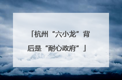 杭州“六小龙”背后是“耐心政府”