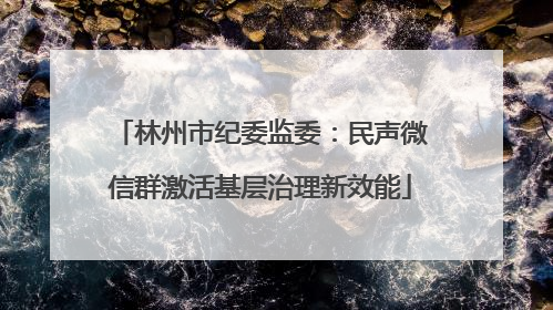 林州市纪委监委：民声微信群激活基层治理新效能