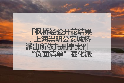 枫桥经验开花结果，上海崇明公安城桥派出所依托刑事案件“负面清单”强化派出所“主防”