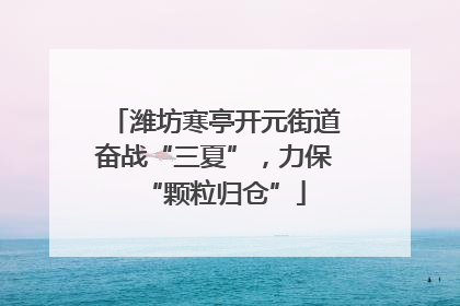 潍坊寒亭开元街道奋战“三夏”，力保“颗粒归仓”