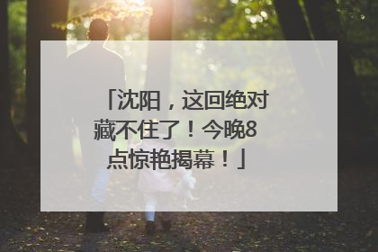 沈阳，这回绝对藏不住了！今晚8点惊艳揭幕！