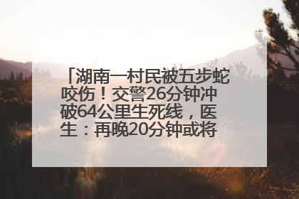 湖南一村民被五步蛇咬伤！交警26分钟冲破64公里生死线，医生：再晚20分钟或将呼吸肌麻痹