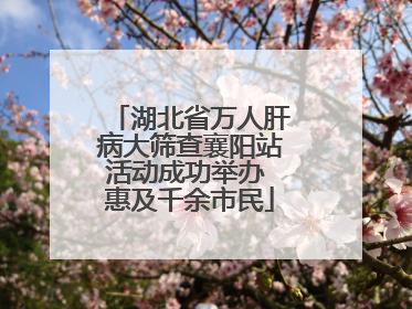 湖北省万人肝病大筛查襄阳站活动成功举办 惠及千余市民