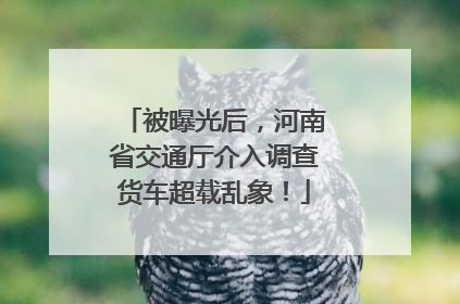 被曝光后，河南省交通厅介入调查货车超载乱象！