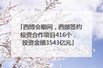 西博会期间，西部签约投资合作项目416个，投资金额3543亿元