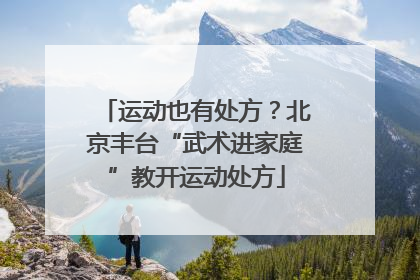 运动也有处方？北京丰台“武术进家庭”教开运动处方