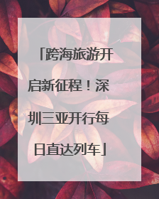 跨海旅游开启新征程！深圳三亚开行每日直达列车