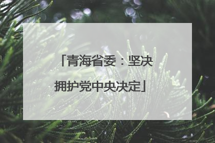青海省委：坚决拥护党中央决定