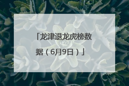 龙津退龙虎榜数据（6月9日）