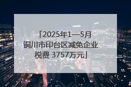 2025年1—5月铜川市印台区减免企业税费 3757万元