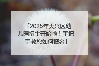 2025年大兴区幼儿园招生开始啦！手把手教您如何报名